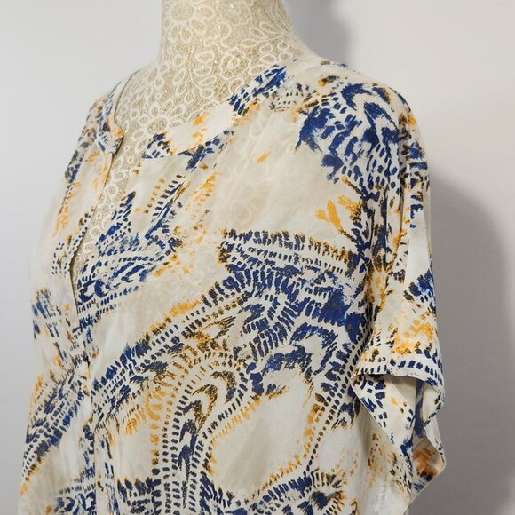 Chico's Size 3/16 Sheer Chiffon Paisley Print Short Sleeve Bat Wing Pullover Top - Picture 7 of 14